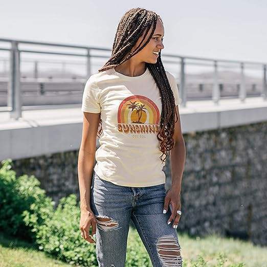 Women Crew Tee - Sunshine - Beige by DelSol for Women - 1 Pc T-Shirt (Small)