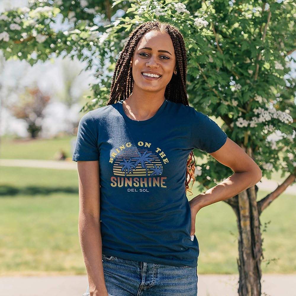 Women Crew Tee - Bring On The Sunshine - Indigo by DelSol for Women - 1 Pc T-Shirt (XL)