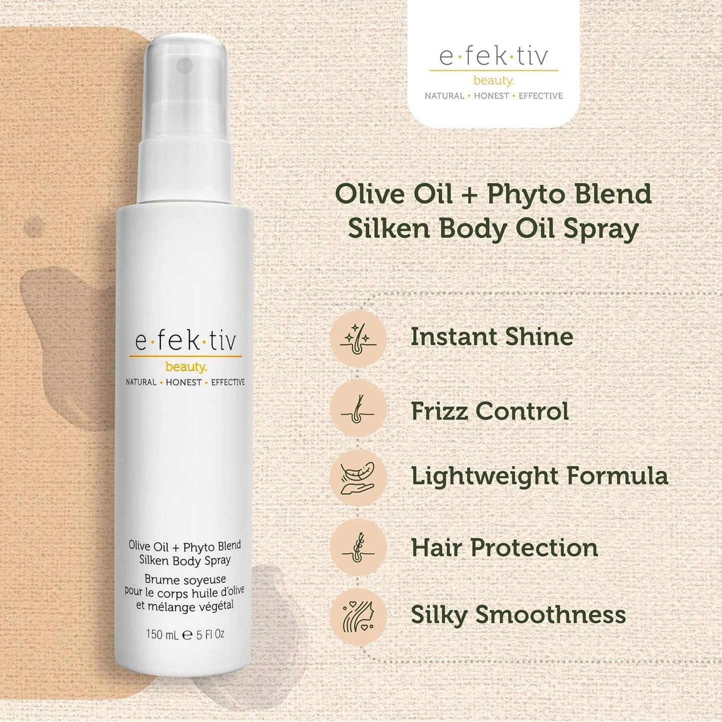 Olive Oil Plus Phyto Blend Silken Body Spray by e.fek.tiv for Unisex - 5 oz Body Spray