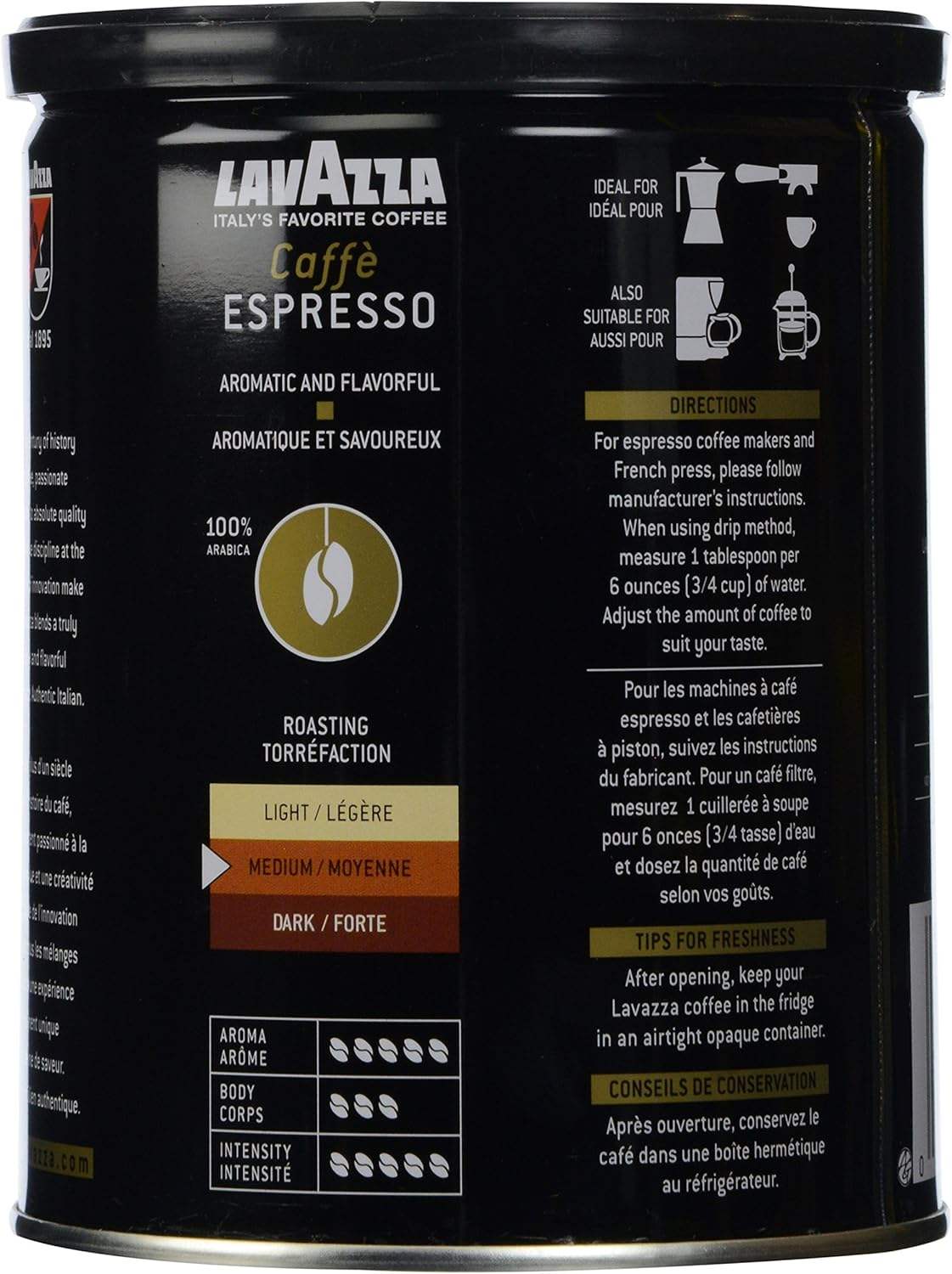 Caffe Espresso Medium Roast Ground Coffee by Lavazza for Unisex - 8 oz Coffee