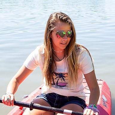 Women Crew Tee - Island Palm Sunset - Beige by DelSol for Women - 1 Pc T-Shirt (Medium)