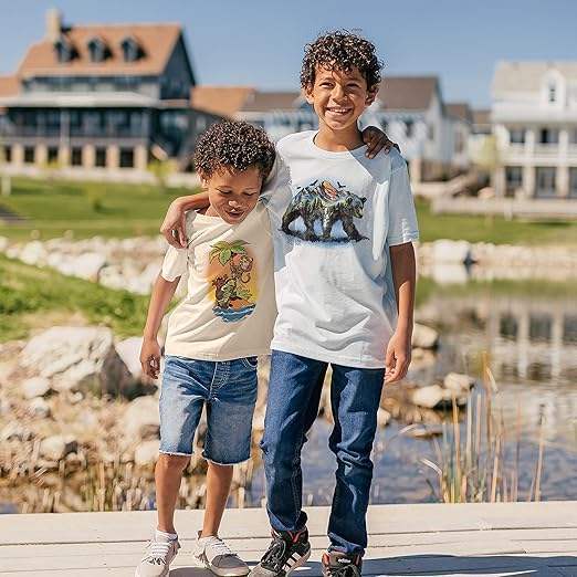 Kids Crew Tee - Bear Scene - Ice Blue by DelSol for Kids - 1 Pc T-Shirt (YM)