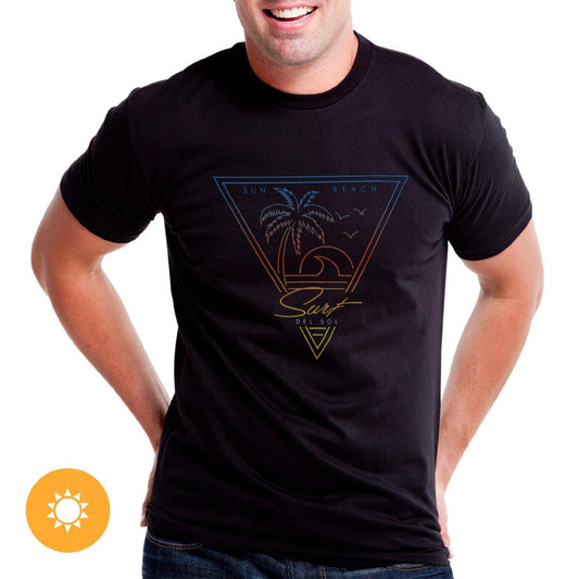 Men Crew Tee - Surf Sun Beach - Black by DelSol for Men - 1 Pc T-Shirt (YXS)