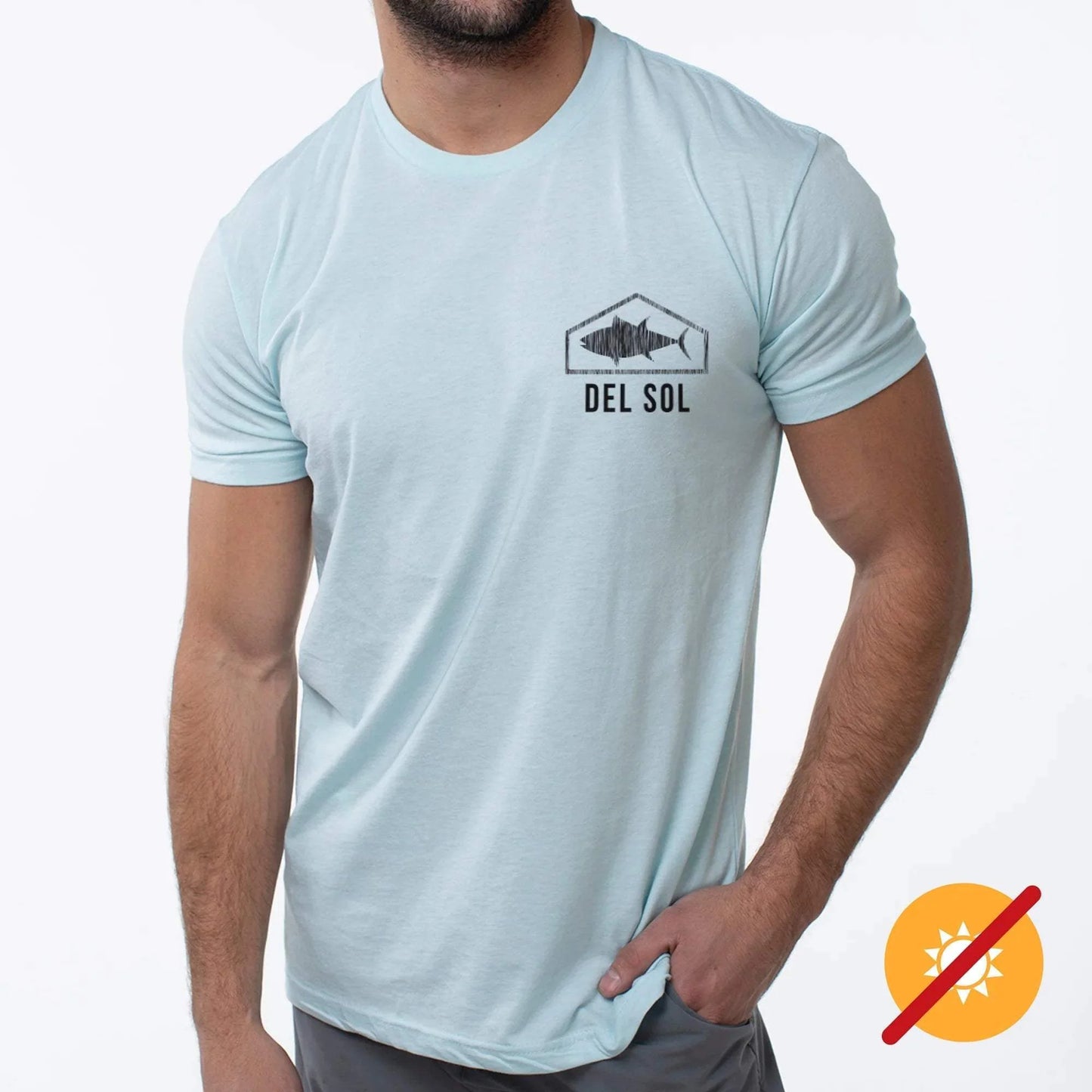 Men Classic Crew Tee - Big Fish-Ice Blue by DelSol for Men - 1 Pc T-Shirt (Small)