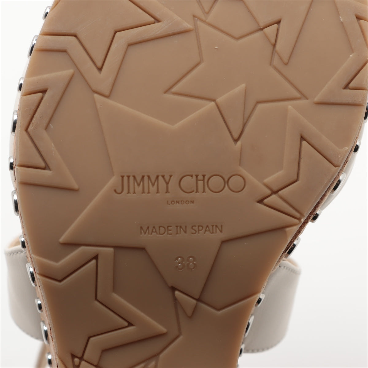 Jimmy Choo Leather Wedge Studs Sandal Ivory