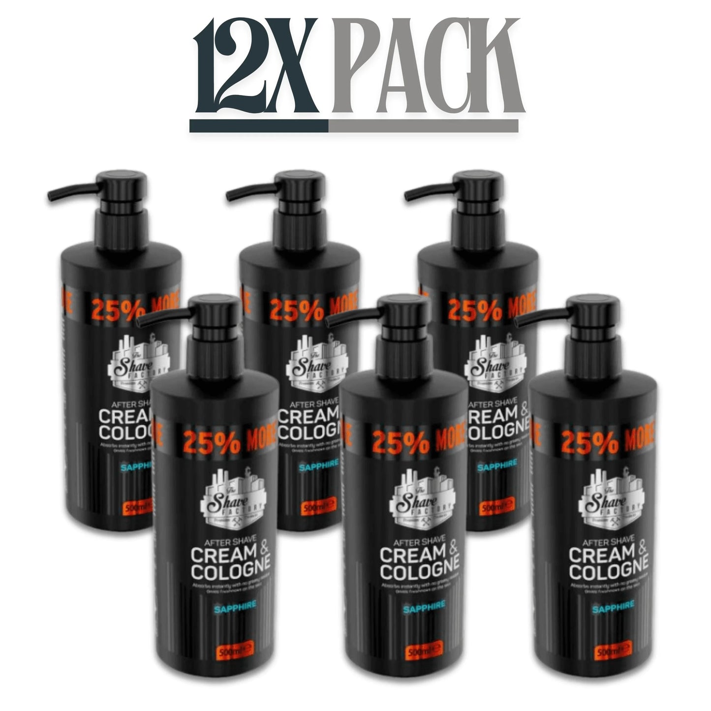 The Shave Factory After Shave Cream & Cologne 2 in 1 Sapphire 500ml / 16.9 oz Multipack