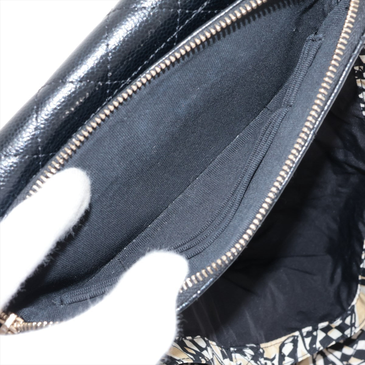 Chanel Racer Flag Print Canvas Tote Bag Beige