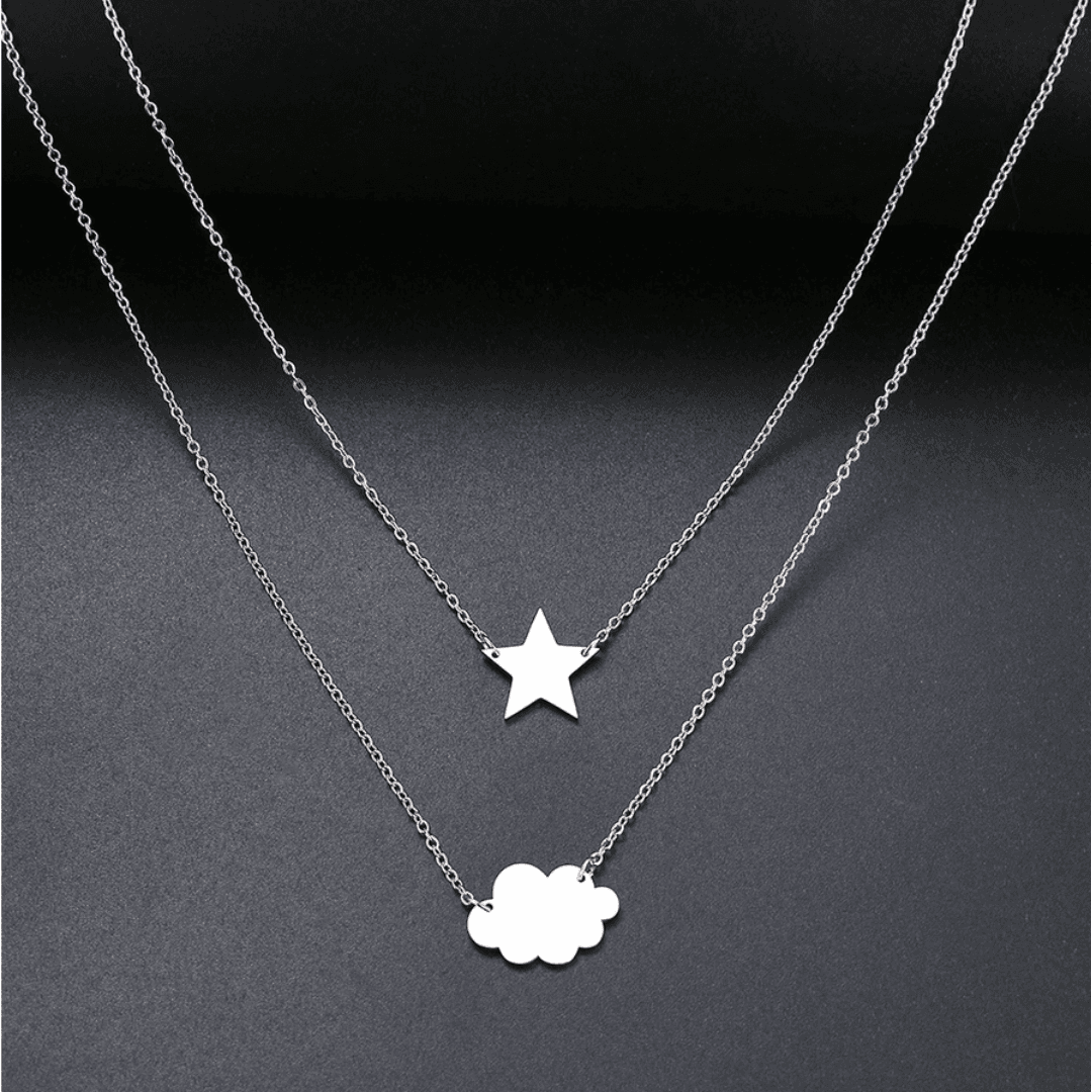 Star, Cloud Necklace - Silver