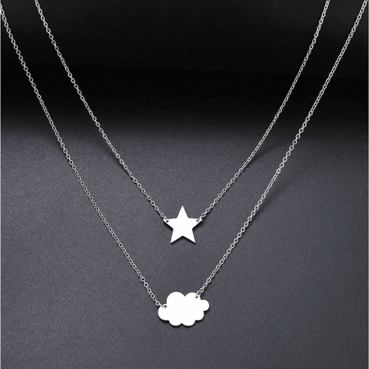 Star, Cloud Necklace - Silver