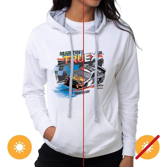 NASCAR Hooded Sweatshirt - Martin Truex Jr - 2 White by DelSol for Women - 1 Pc T-Shirt (2XL)