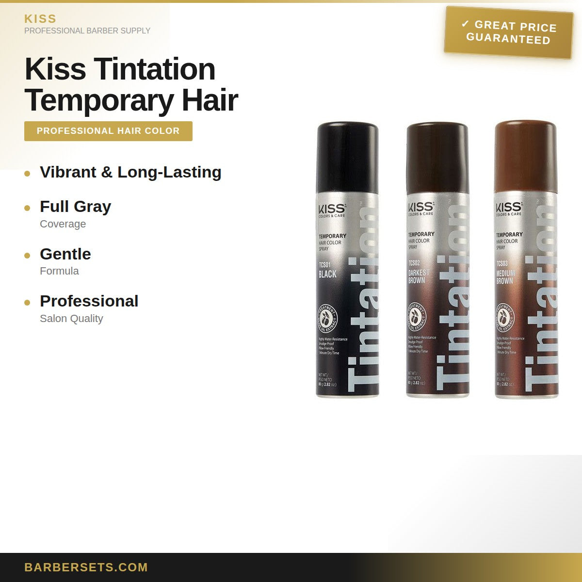 Kiss Tintation Temporary Hair Color Spray 1.5 oz (Black)
