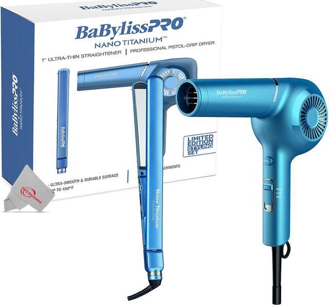 BaBylissPRO Nano Titanium Pistol-Grip Dryer & Ultra-Thin Straightening Iron Set