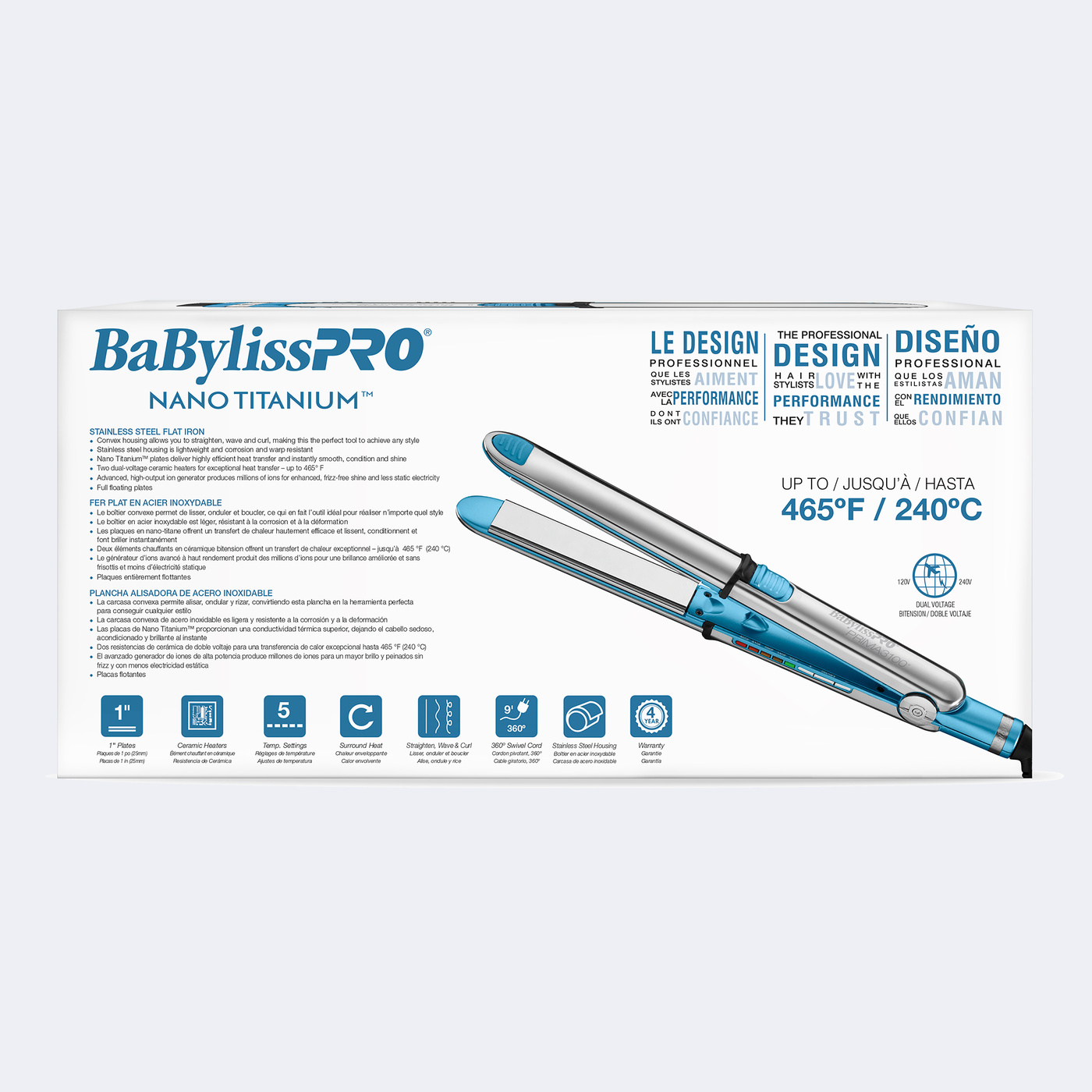 BaBylissPRO Nano Titanium Prima3100 1" Hair Straightening Irons
