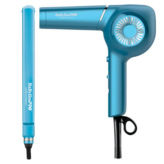 BaBylissPRO Nano Titanium Pistol-Grip Dryer & Ultra-Thin Straightening Iron Set