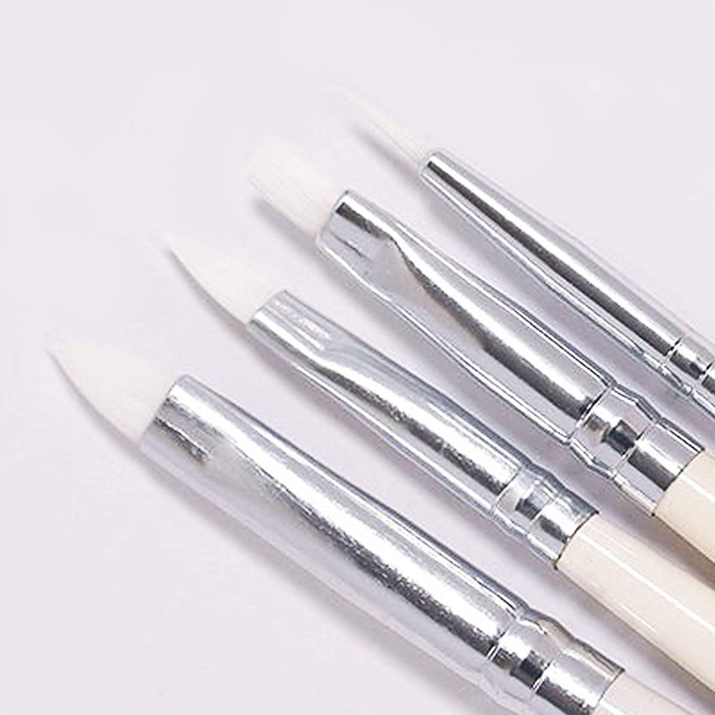 Nylon Nail Gel Brush Set - 1222 by Cuccio Pro for Women - 4 Pc 4 Round Nail Brush, 4 Flat Nail Brush, 6 Round Nail Brush, 1 Design Nail Brush