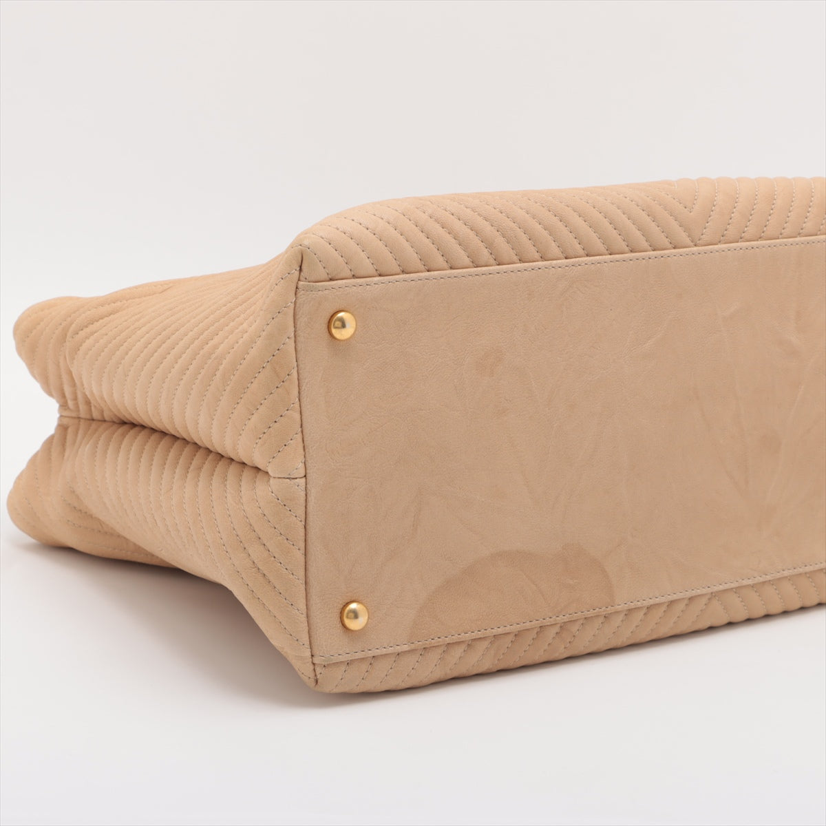 Chanel Chevron Leather Chain Tote Bag Beige