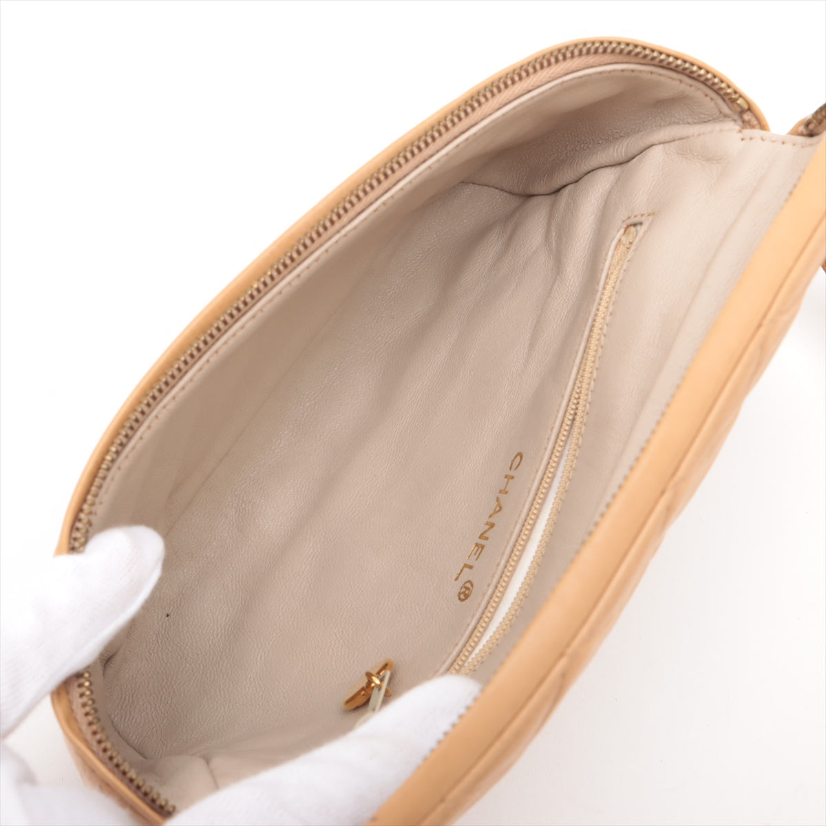Chanel Matelasse Lambskin Waist Bum Bag Beige