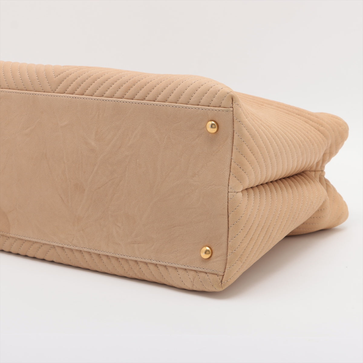 Chanel Chevron Leather Chain Tote Bag Beige