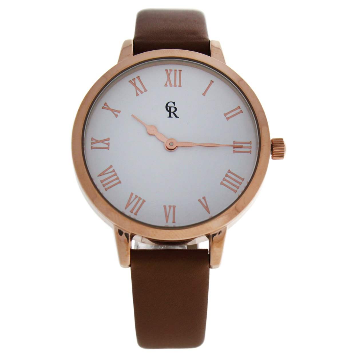 CRB003 La Basic - Rose Gold/Brown Leather Strap Watch by Charlotte Raffaelli for Women - 1 Pc Watch