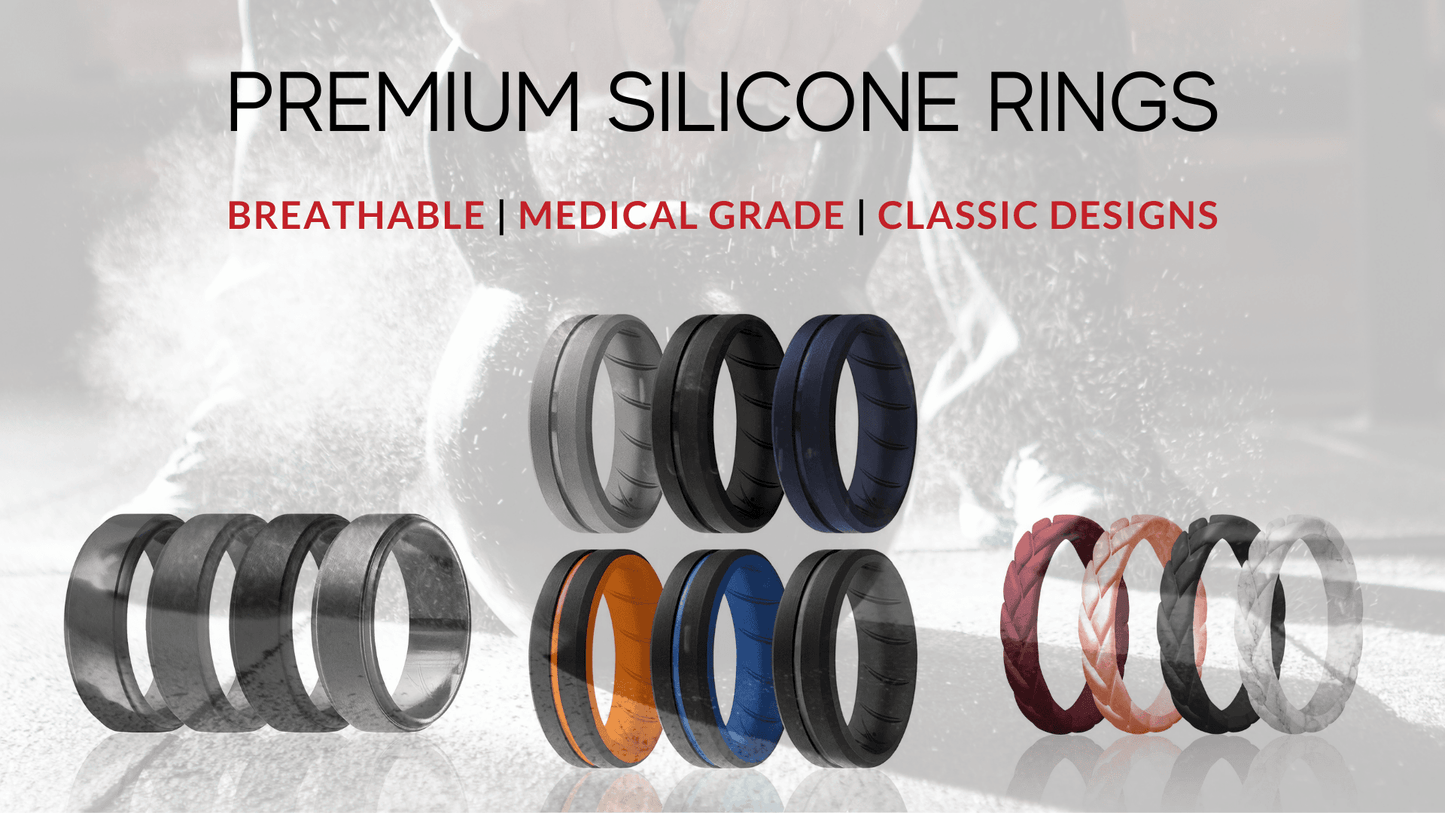 Silicone Wedding Ring Dome Style - Blue by ROQ for Men - 12 mm Ring