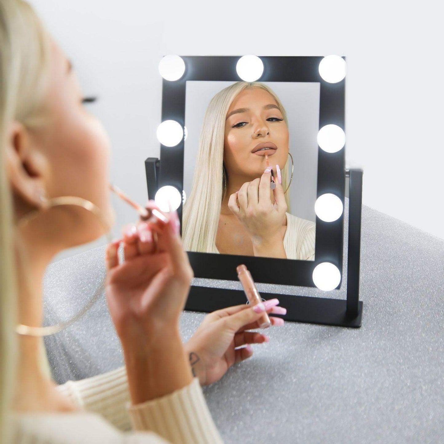 9 Bulb Vanity Mirror - Jet Black - BarberSets