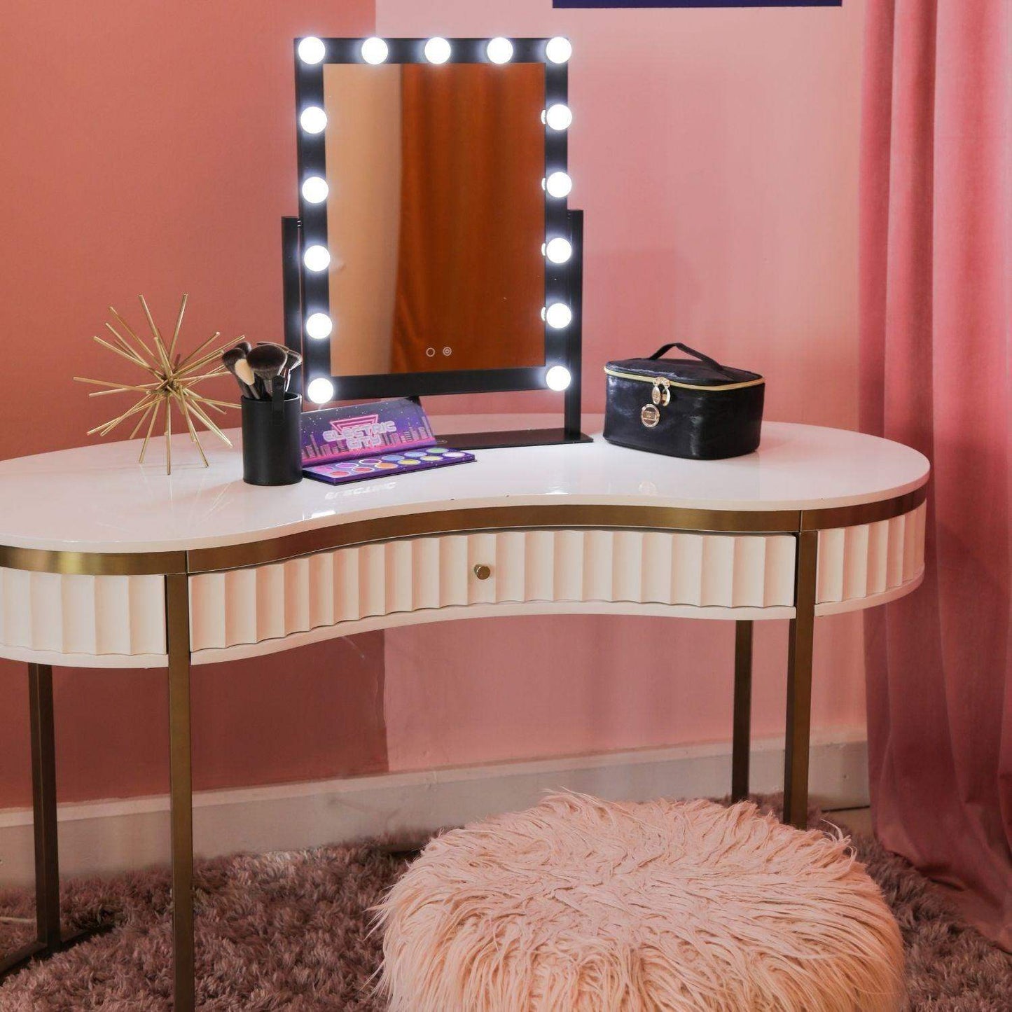 15 Bulb Vanity Mirror - Black - BarberSets