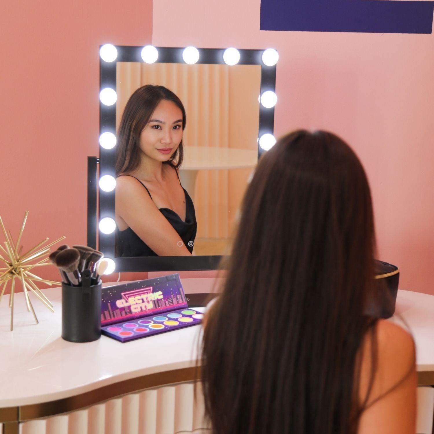 15 Bulb Vanity Mirror - Black - BarberSets