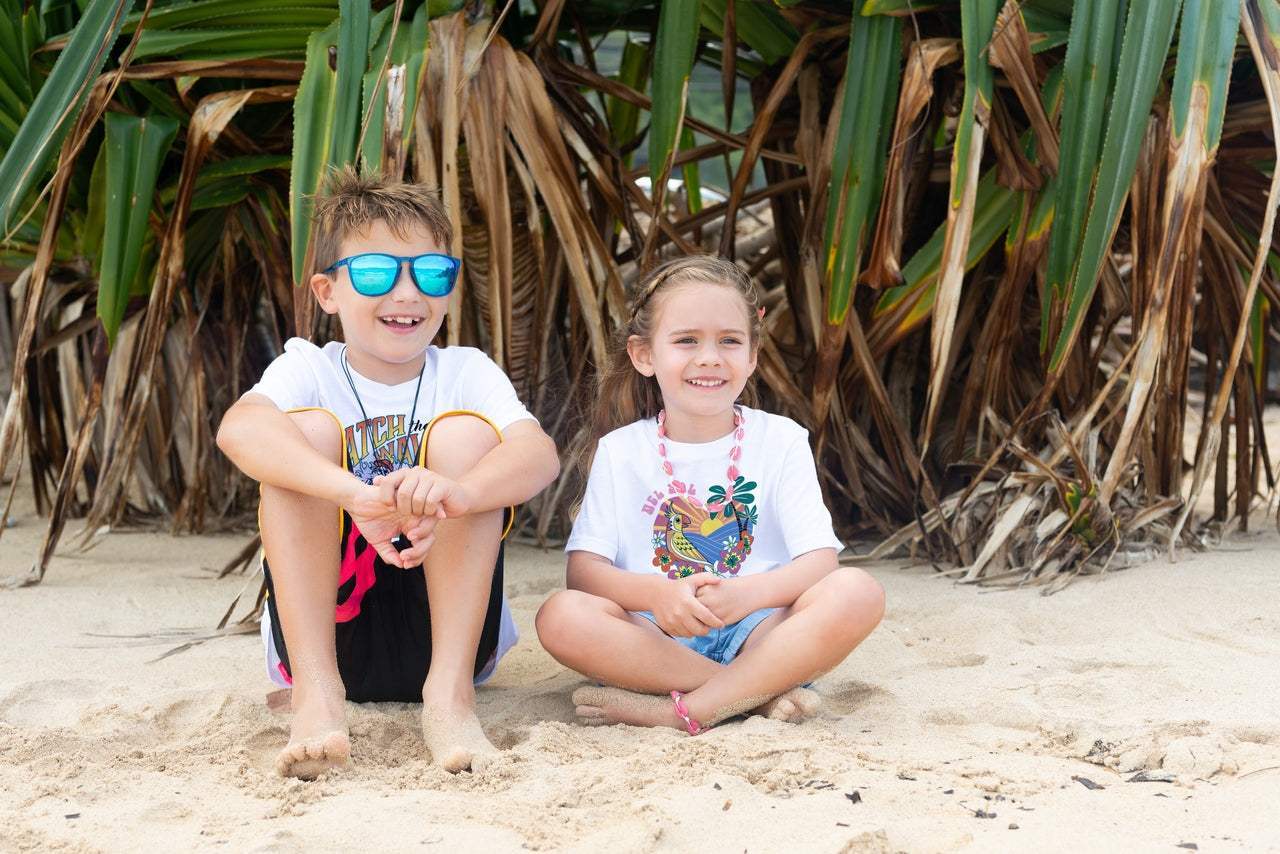 Kids Crew Tee - Fish Scene - Natural by DelSol for Kids - 1 Pc T-Shirt (YM)