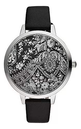 CRR001 La Romance - Silver/Black Leather Strap Watch by Charlotte Raffaelli for Women - 1 Pc Watch