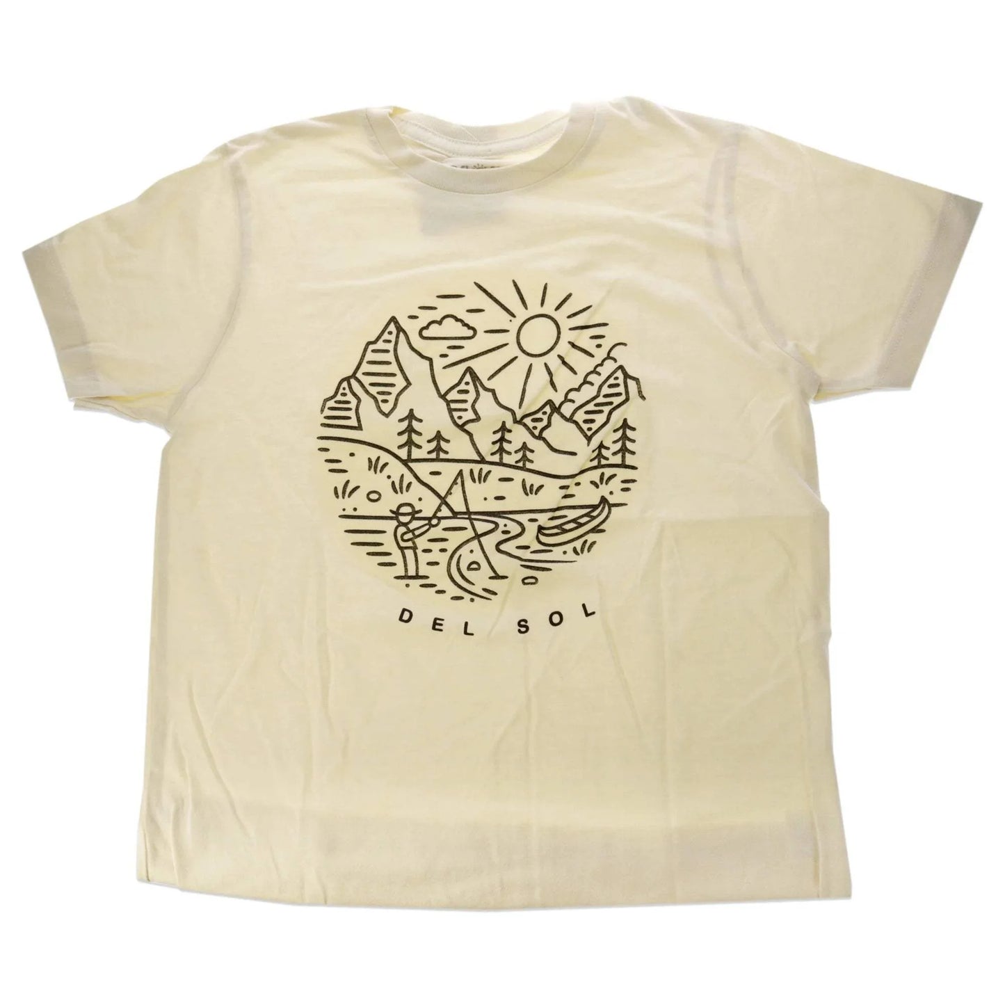 Kids Crew Tee - Fish Scene - Natural by DelSol for Kids - 1 Pc T-Shirt (YXS)