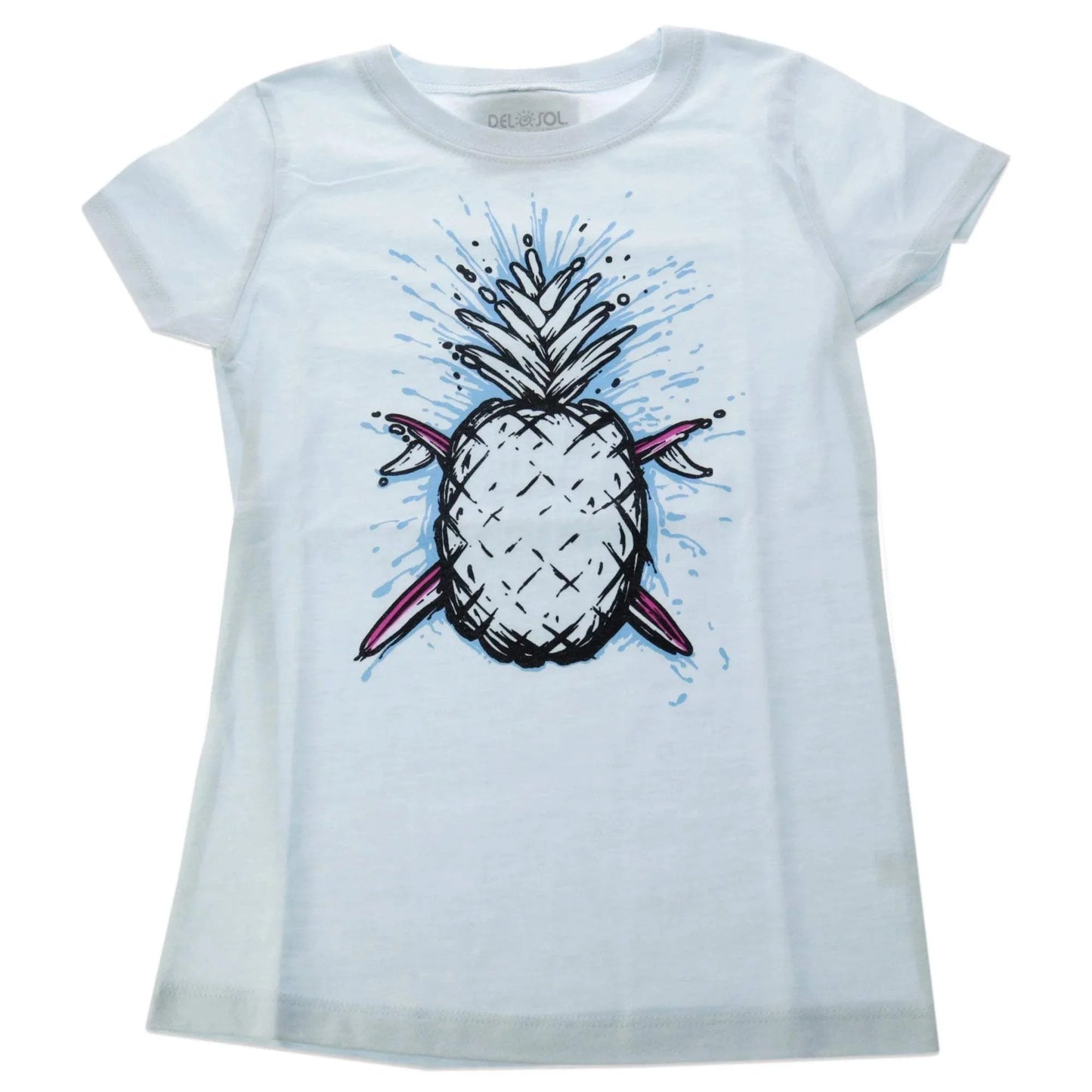 Kids Premium Crew Tee - Pineapples - Ice Blue by DelSol for Kids - 1 Pc T-Shirt (YL)