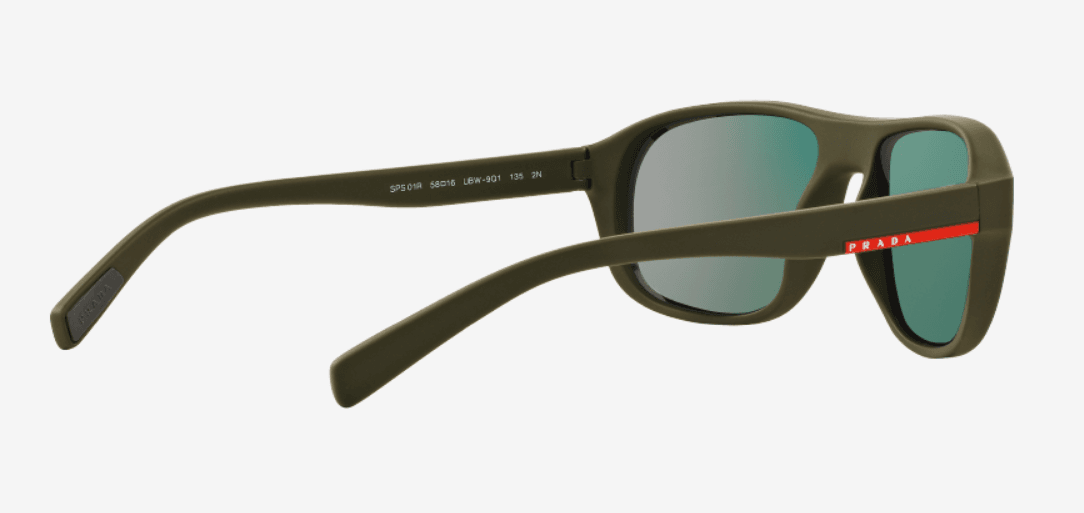 Prada SPS 01R UBW-9Q1 - Green Rubber-Grey Red by Prada for Men - 58-18-135 mm Sunglasses