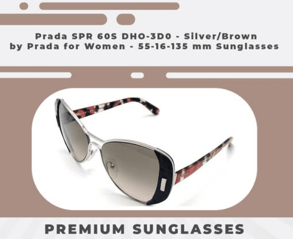 Prada SPR 60S DHO-3D0 - Silver-Brown by Prada for Women - 55-16-135 mm Sunglasses