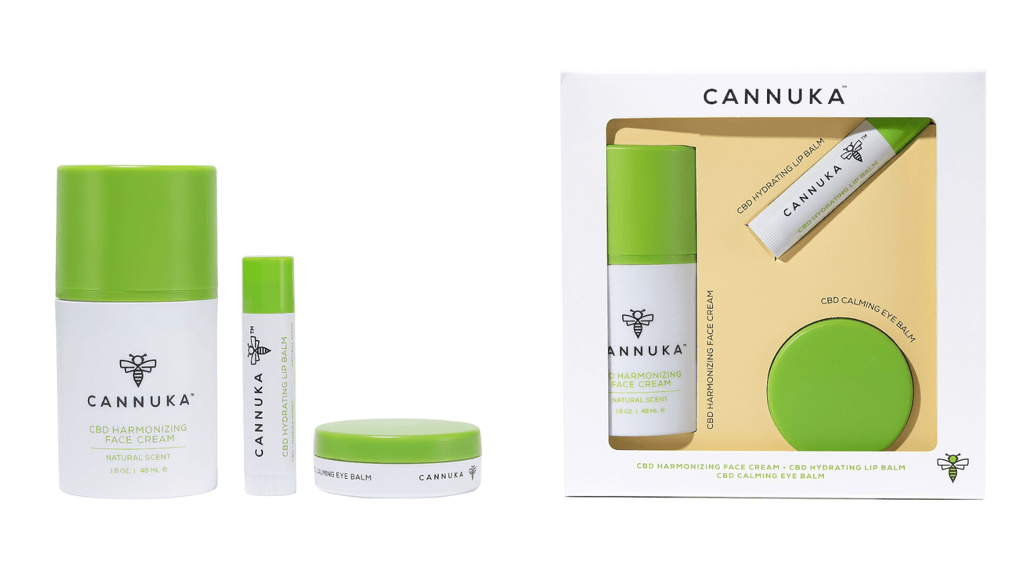 Hydrating Face Kit by Cannuka for Women - 3 Pc Kit 1.6 oz Harmonizing Face Cream, 0.17 oz Calming Eye Balm, 0.15 oz Hydrating Lip Balm