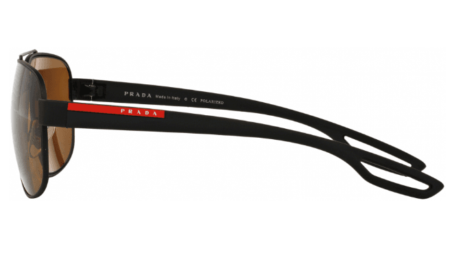 Prada SPS 58Q DG0-5Y1 - Black Rubber-Brown Polarized by Prada for Men - 60-12-140 mm Sunglasses