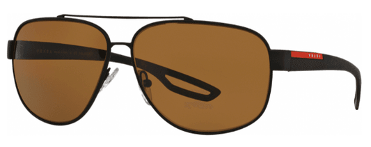 Prada SPS 58Q DG0-5Y1 - Black Rubber-Brown Polarized by Prada for Men - 60-12-140 mm Sunglasses