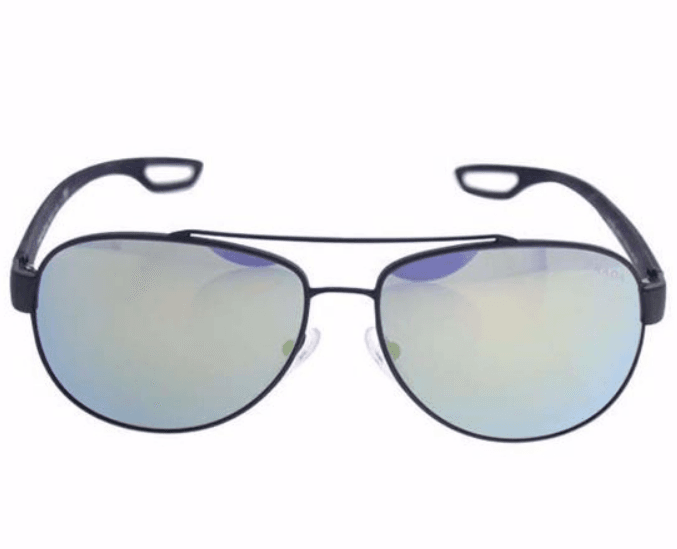 Prada SPS 55Q TIG-4J2 - Grey Rubber-Emerald Iridium by Prada for Men - 62-14-140 mm Sunglasses