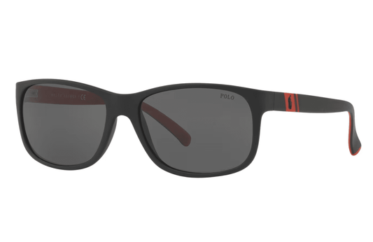 Polo Ralph Lauren PH 4109 5247-87 - Matte Black Red-Grey by Ralph Lauren for Men - 59-17-145 mm Sunglasses