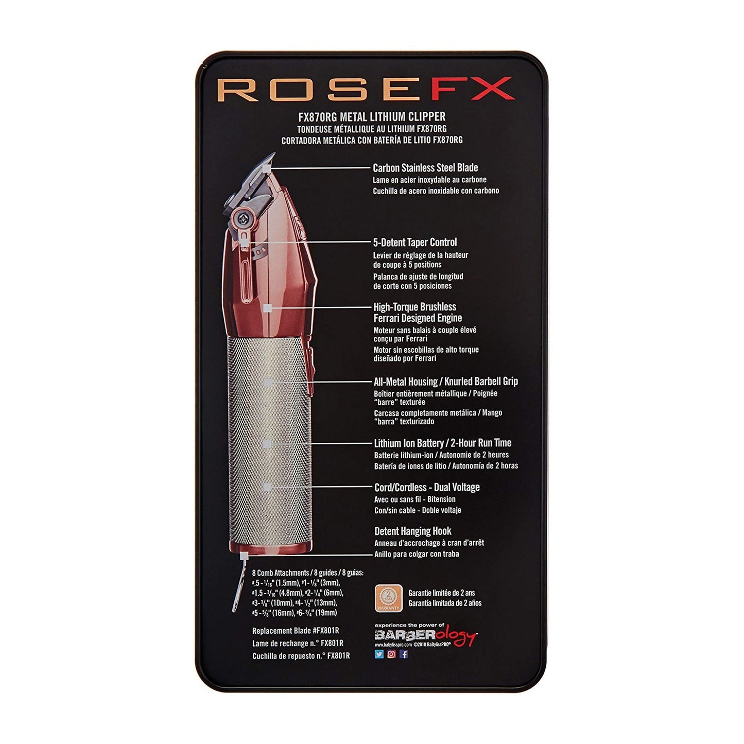 BaByliss Pro ROSEFX Clipper Model #BB-FX870RG