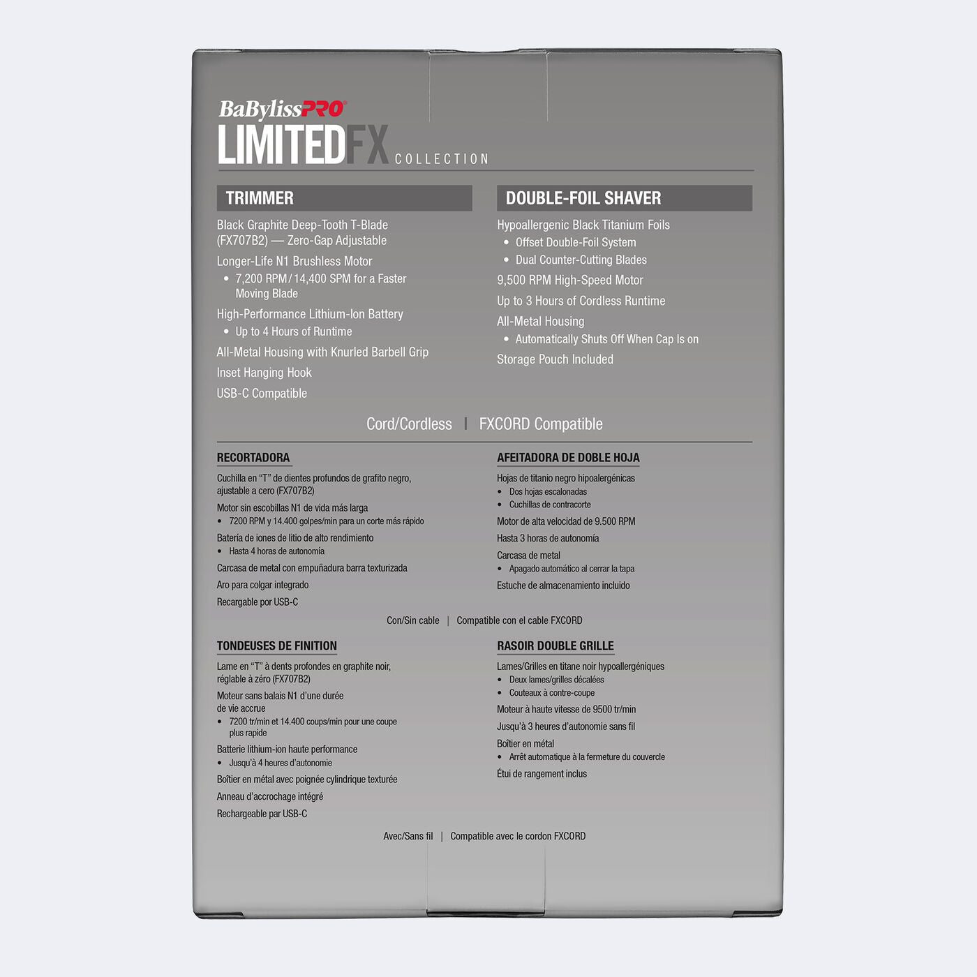 BaBylissPRO LimitedFX Silver Trimmer & Double Foil Shaver