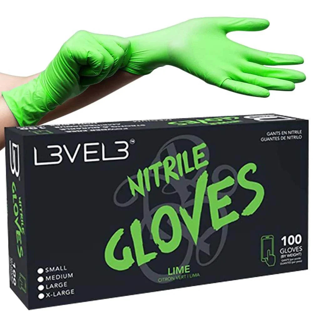Level 3 Nitrile Gloves (100ct) - Lime Small Small