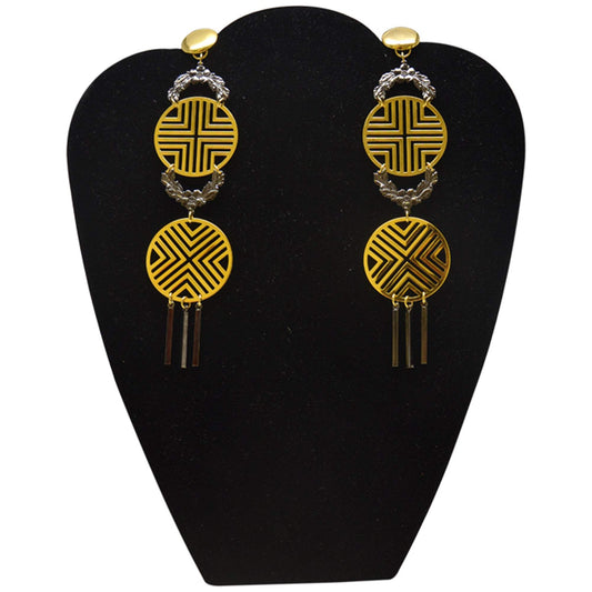 Triumph Earrings in 18k Gold And Gunmetal Plated by Laruicci for Women - 1 Pair Earrings