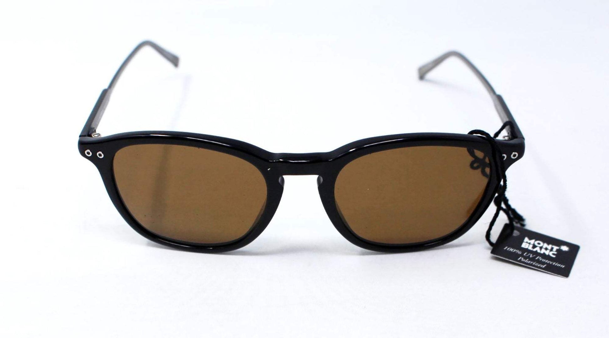 Mont Blanc MB599S 01M - Shiny Black-Brown Polarized by Mont Blanc for Men - 49-19-145 mm Sunglasses