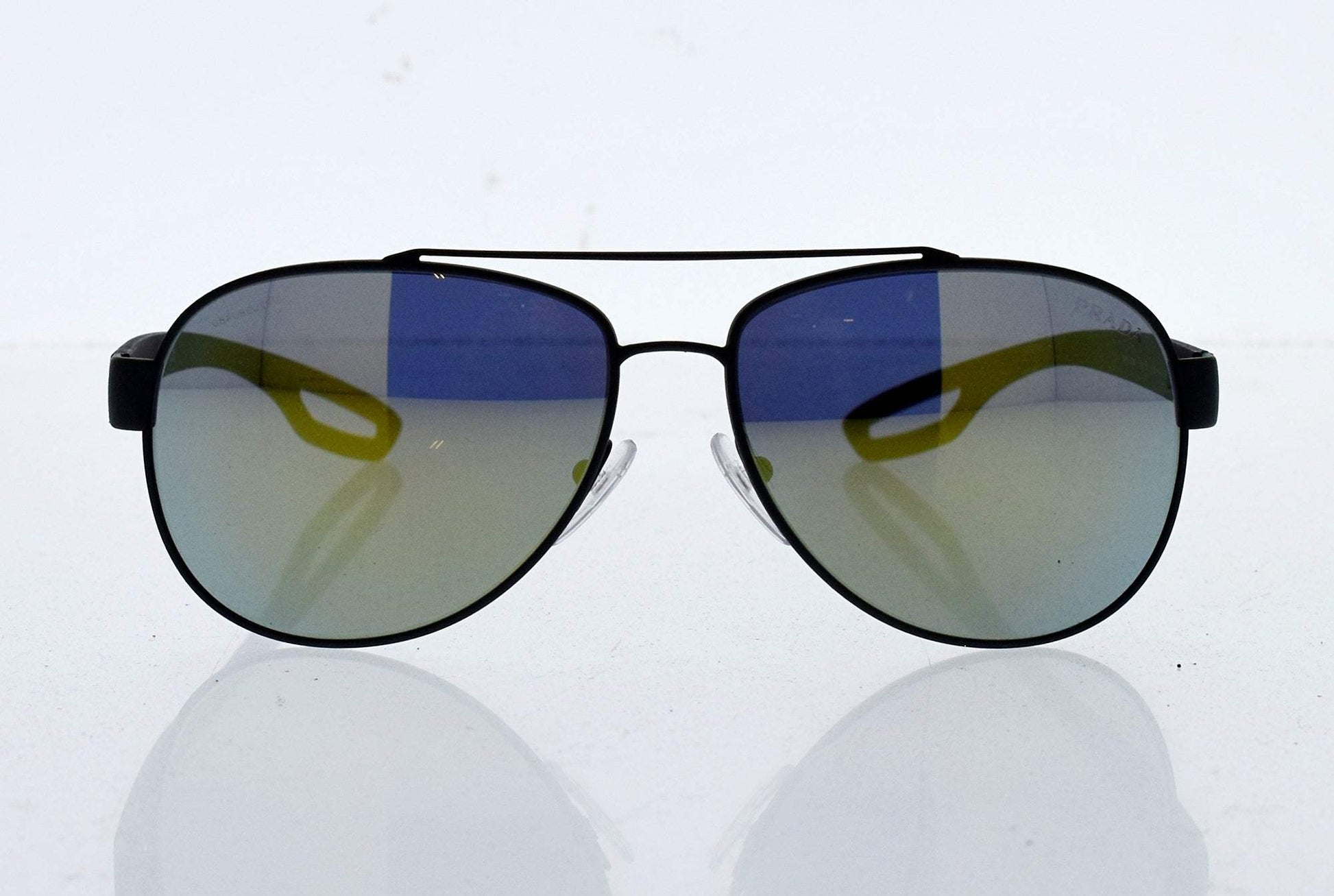 Prada SPS 55Q TIG-4J2 - Grey Rubber-Emerald Iridium by Prada for Men - 59-14-140 mm Sunglasses