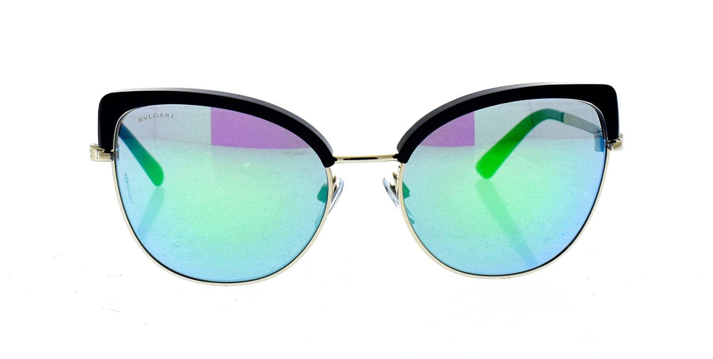 Bvlgari BV6082 278-3R - Pale Gold-Black-Grey Mirror Green by Bvlgari for Women - 58-18-135 mm Sunglasses