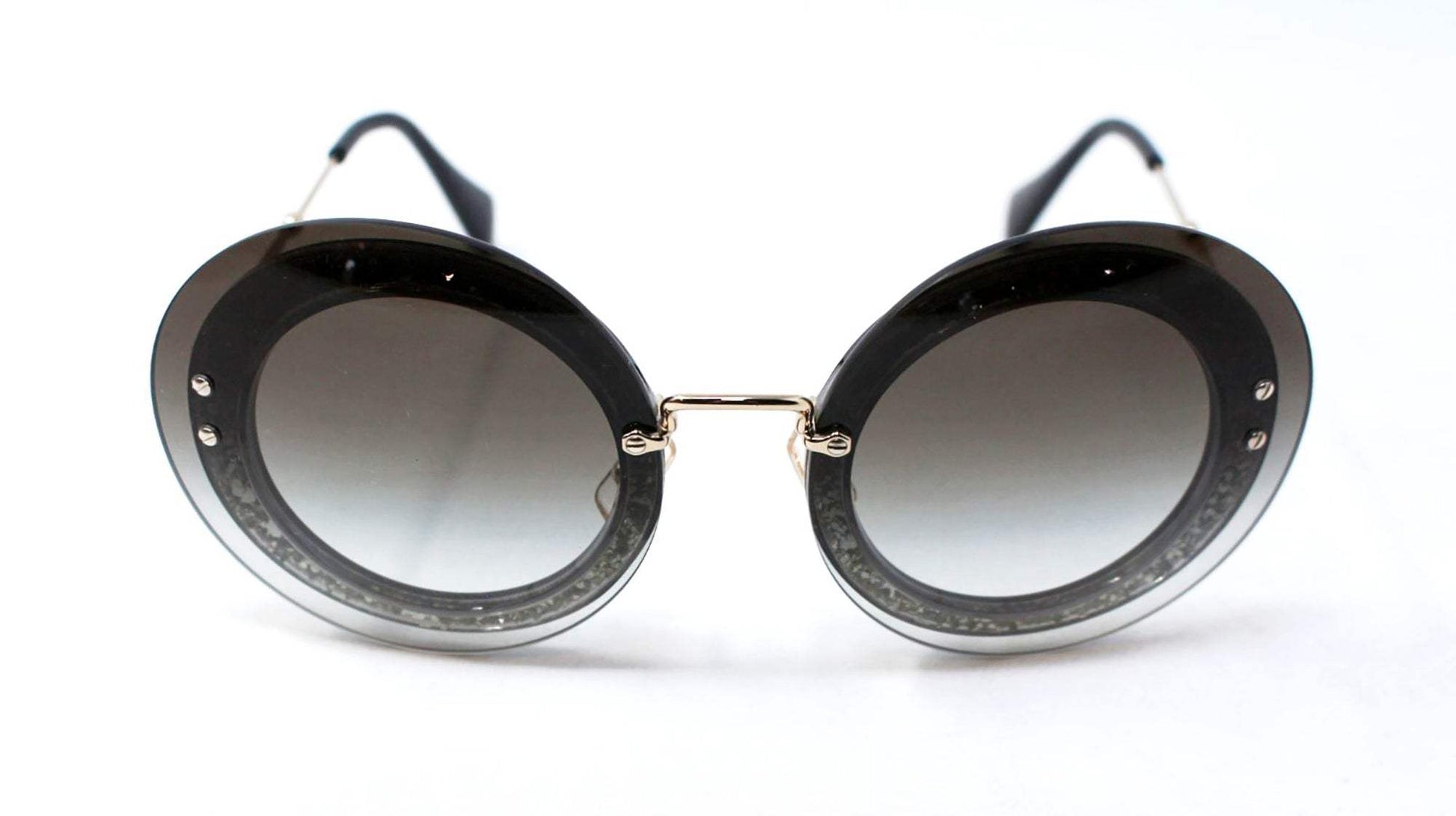 Miu Miu MU 10R UES-0A7 - Transparent Fabric Glitter Silver-Grey Gradient by Miu Miu for Women - 64-17-140 mm Sunglasses