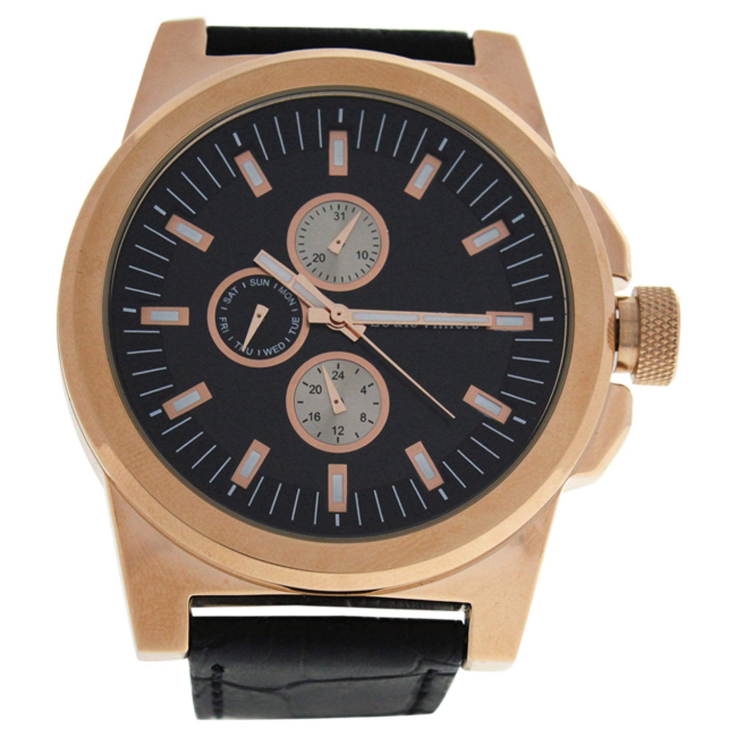 LVAG3733-15 Rose Gold/Black Leather Strap Watch by Louis Villiers for Men - 1 Pc Watch