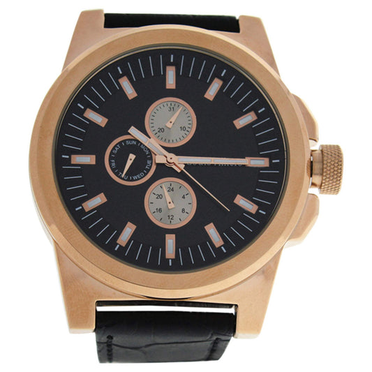 LVAG3733-15 Rose Gold/Black Leather Strap Watch by Louis Villiers for Men - 1 Pc Watch