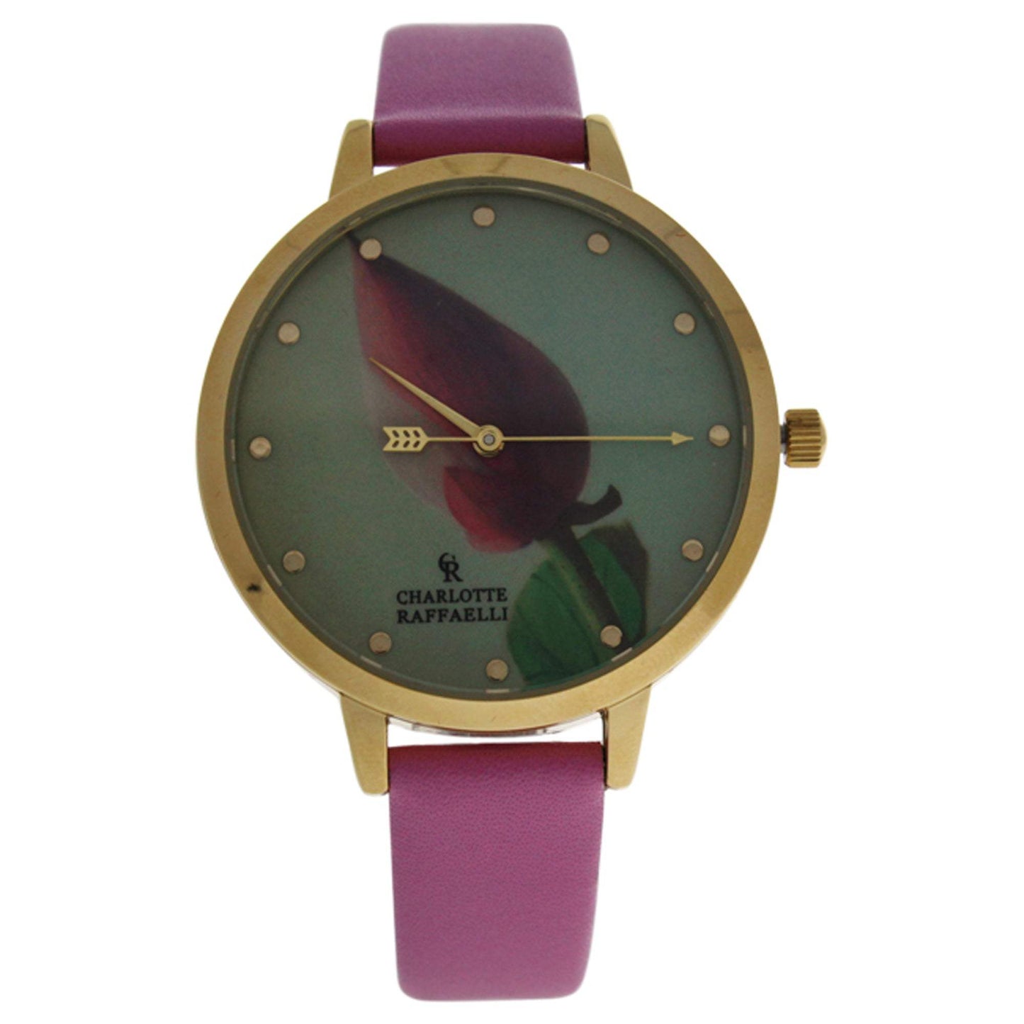 CRF005 La Florale - Gold/Rose Leather Strap Watch by Charlotte Raffaelli for Women - 1 Pc Watch