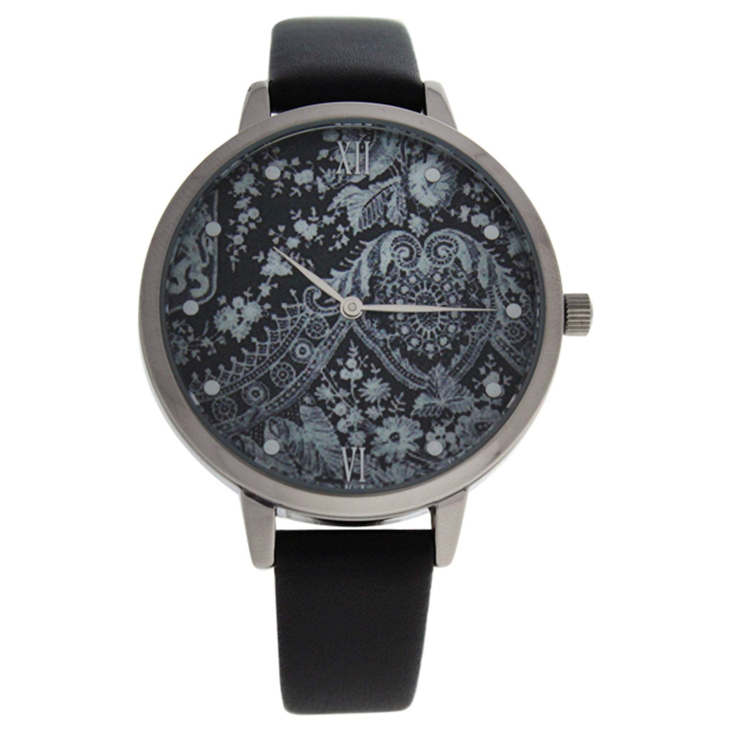 CRR001 La Romance - Silver/Black Leather Strap Watch by Charlotte Raffaelli for Women - 1 Pc Watch